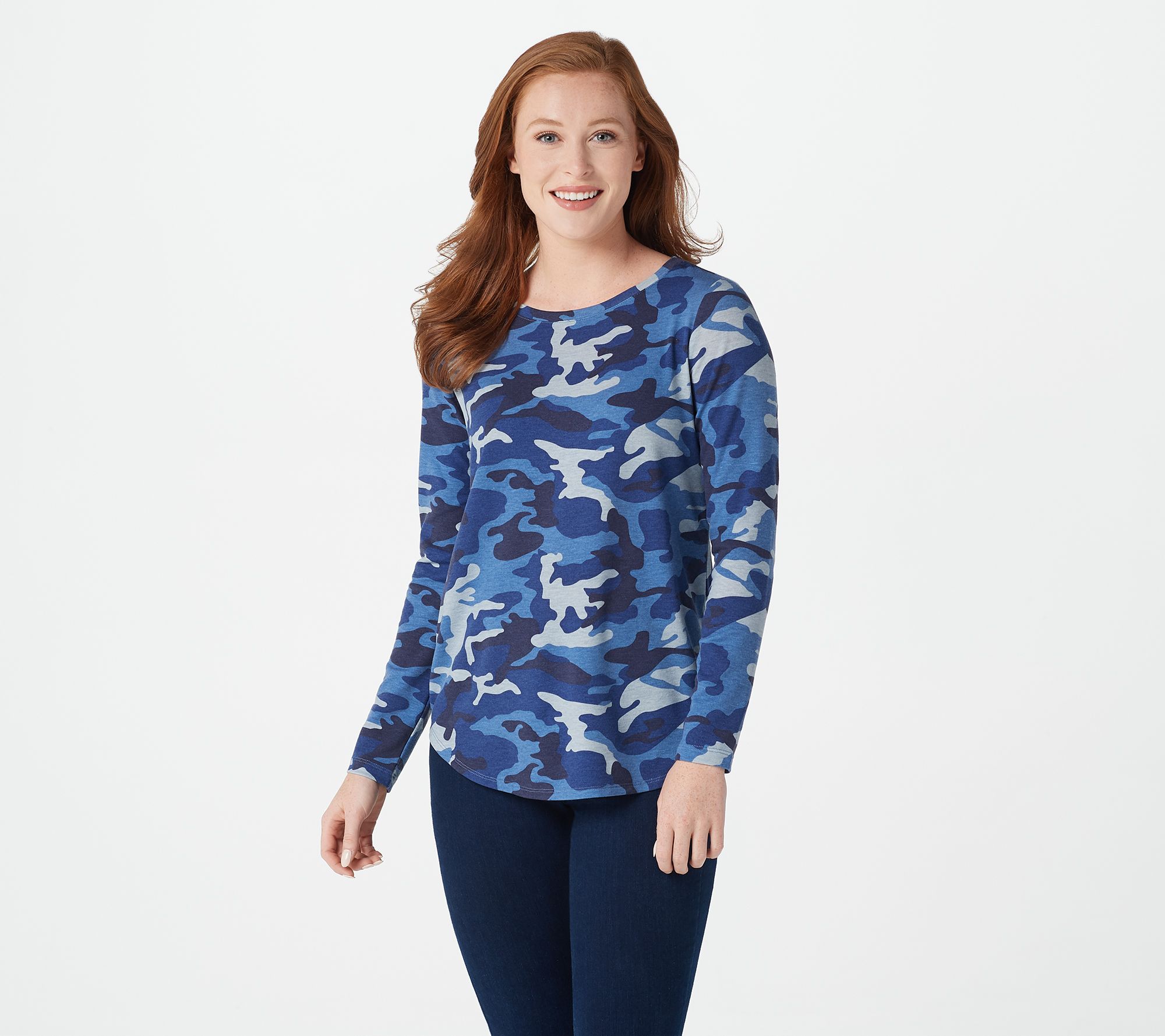 women's blue camo sweatshirt