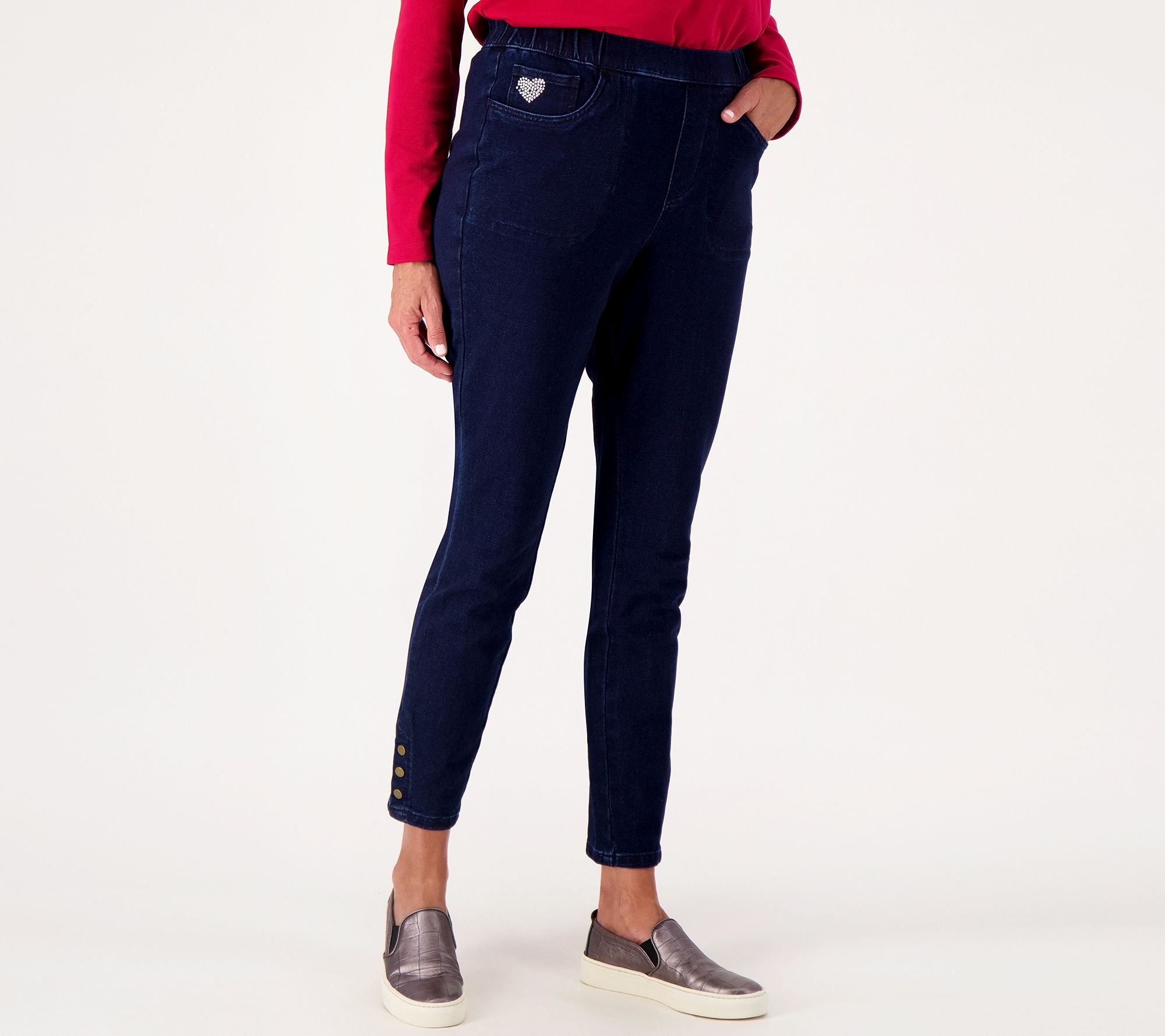 Quacker Factory Regular DreamJeannes Pull-On Snap Leggings