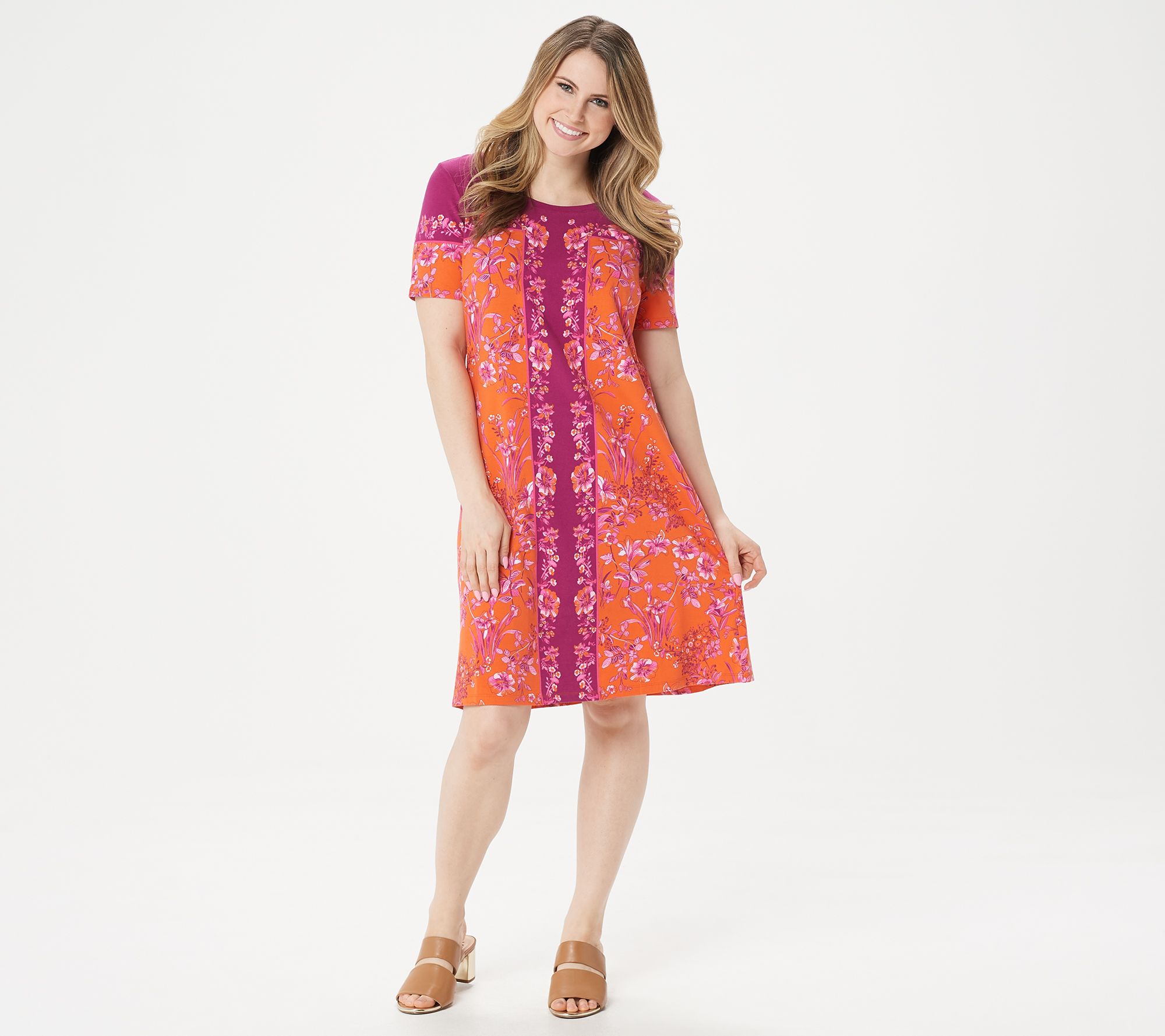 Isaac Mizrahi Live! Engineered Floral Print T-Shirt Dress - QVC.com