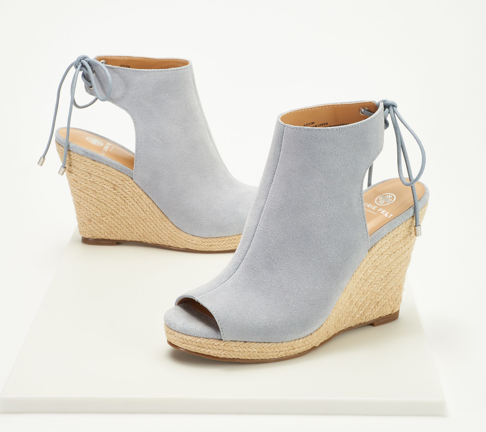 earth suede peep toe wedge