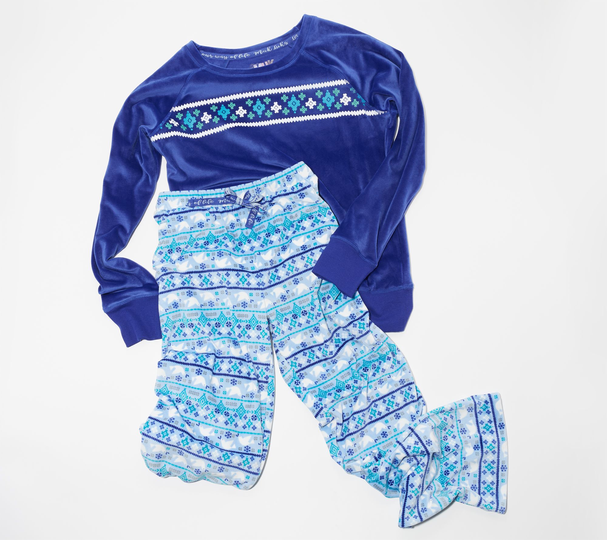 MUK LUKS Plush Velour Novelty Pajama Set