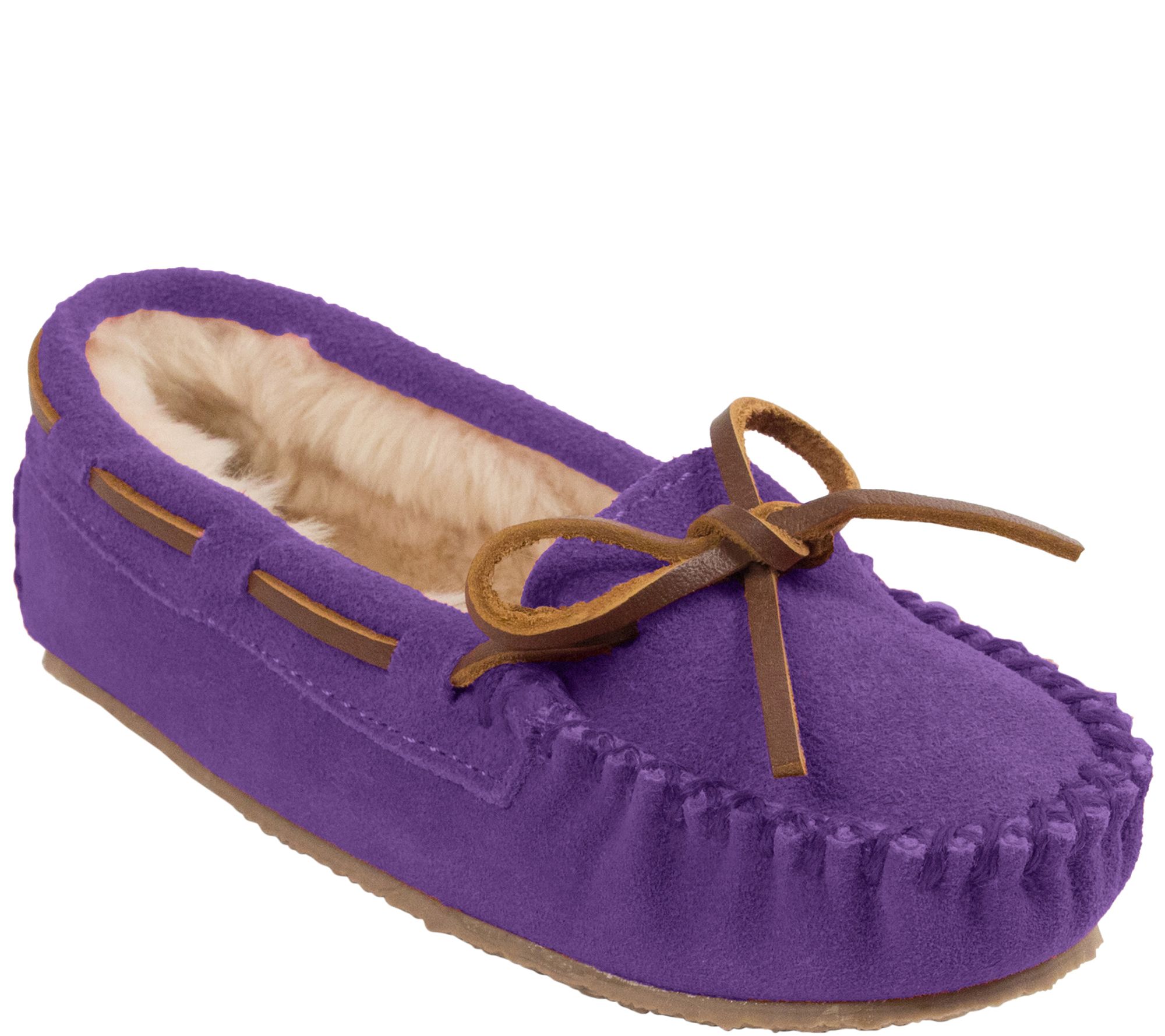 purple moccasin slippers