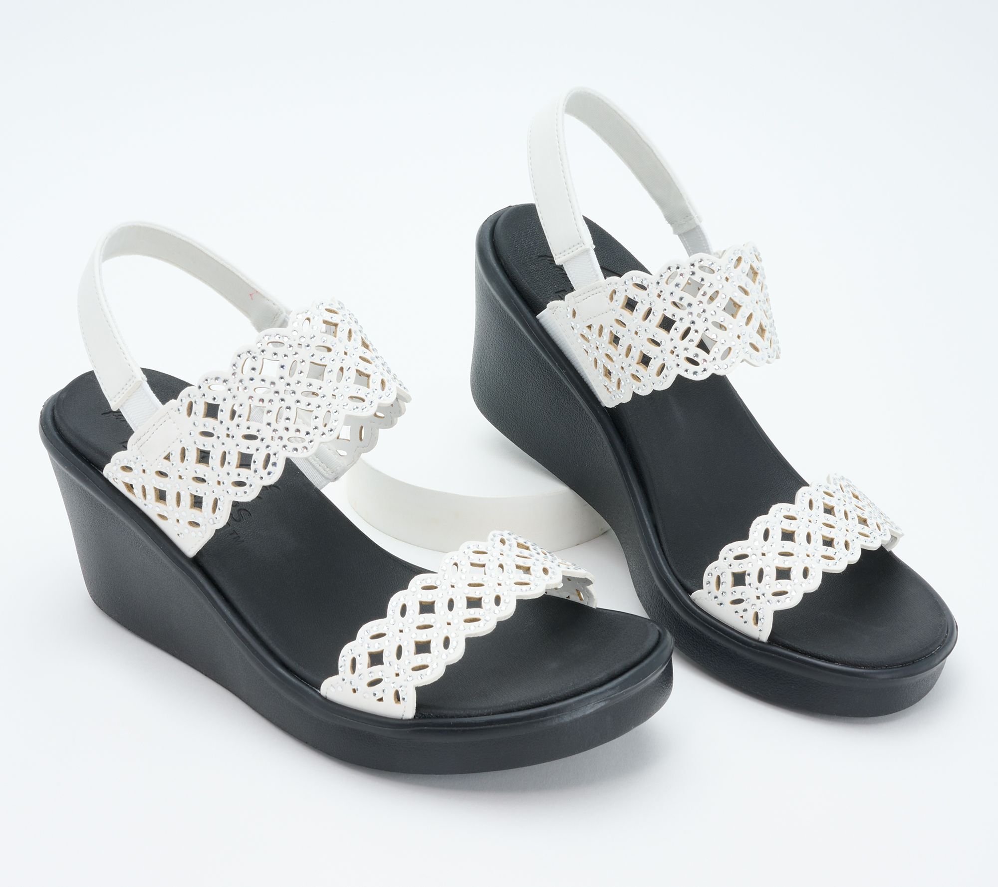 Skechers Rumble On Scalloped Rhinestone Wedges - Sassy Dayz