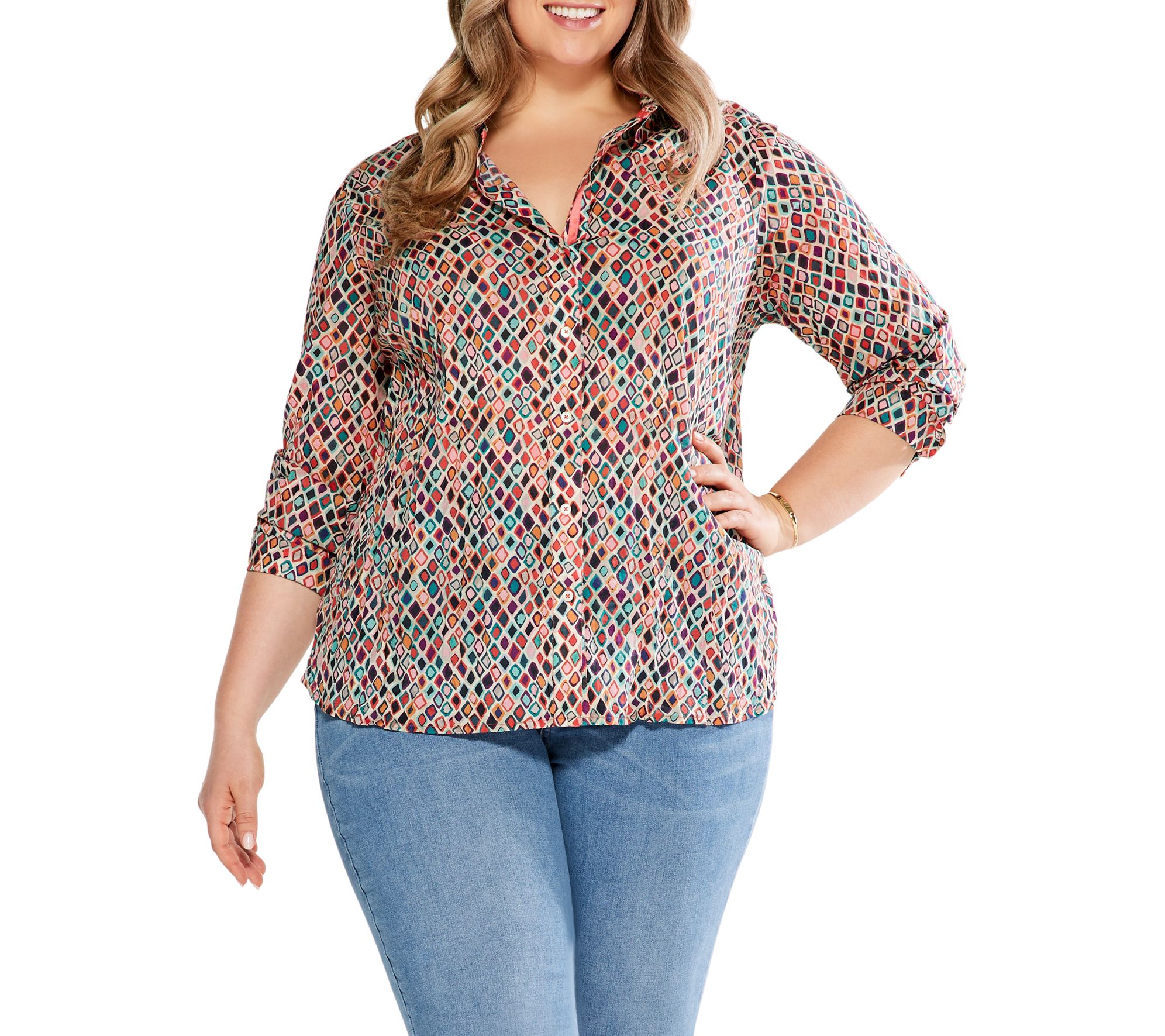 Nic+Zoe Plus Size Beach Glass Crinkle Shirt