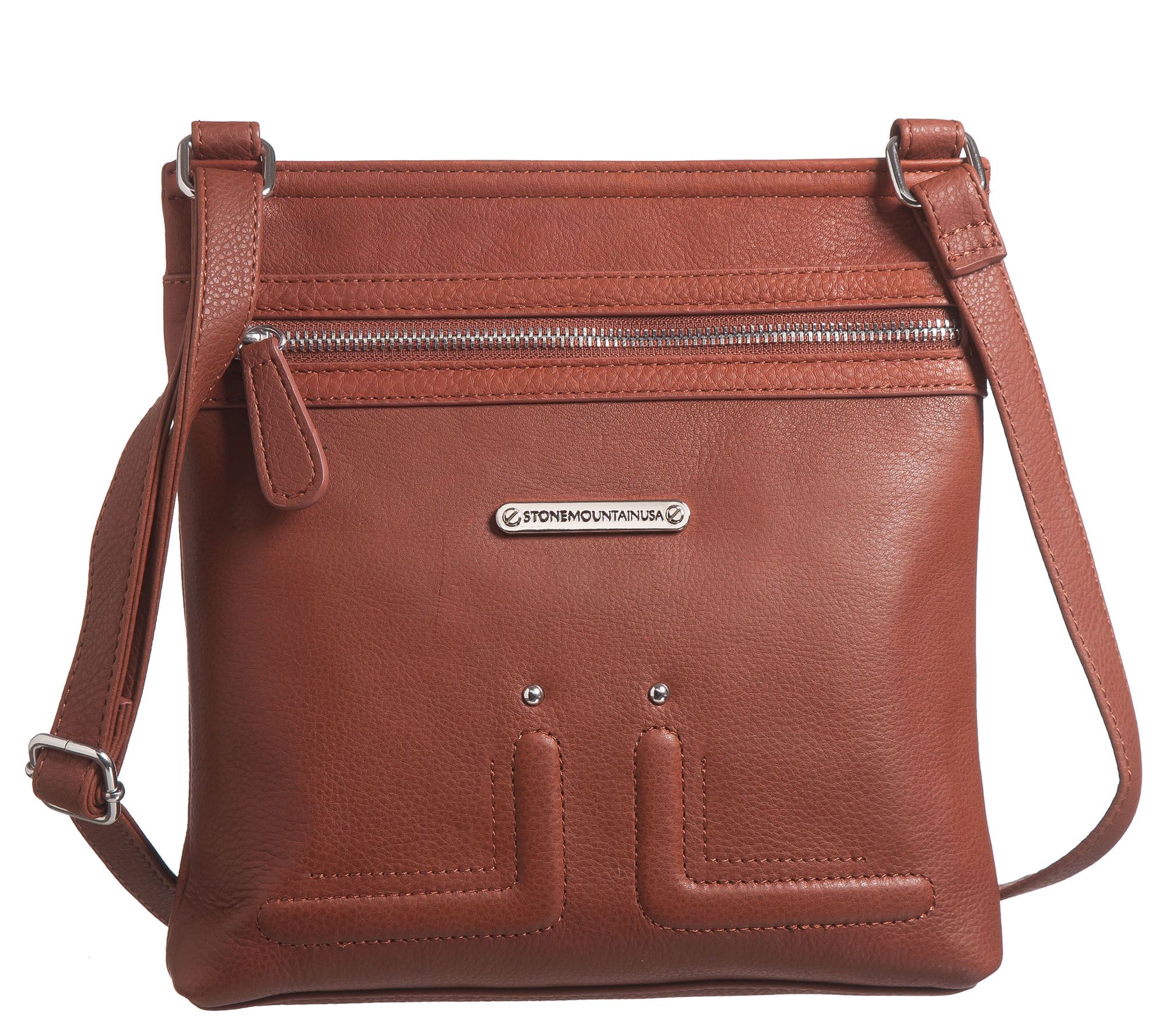 Stone Mountain USA Butter Leather North/South Crossbody Bag - QVC.com