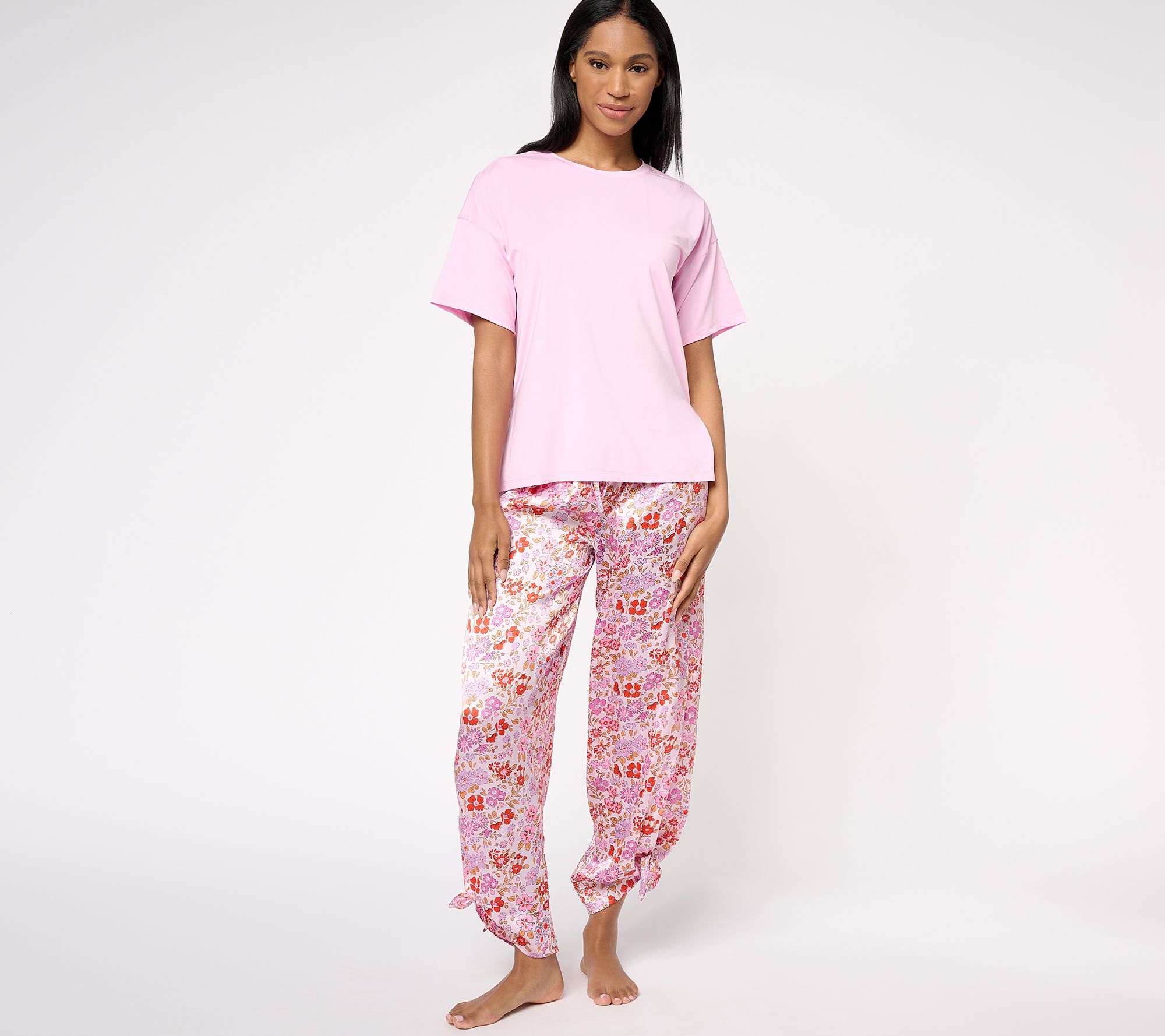 Tolani Collection Relaxed Tee & Side Tie Pants Pajama Set