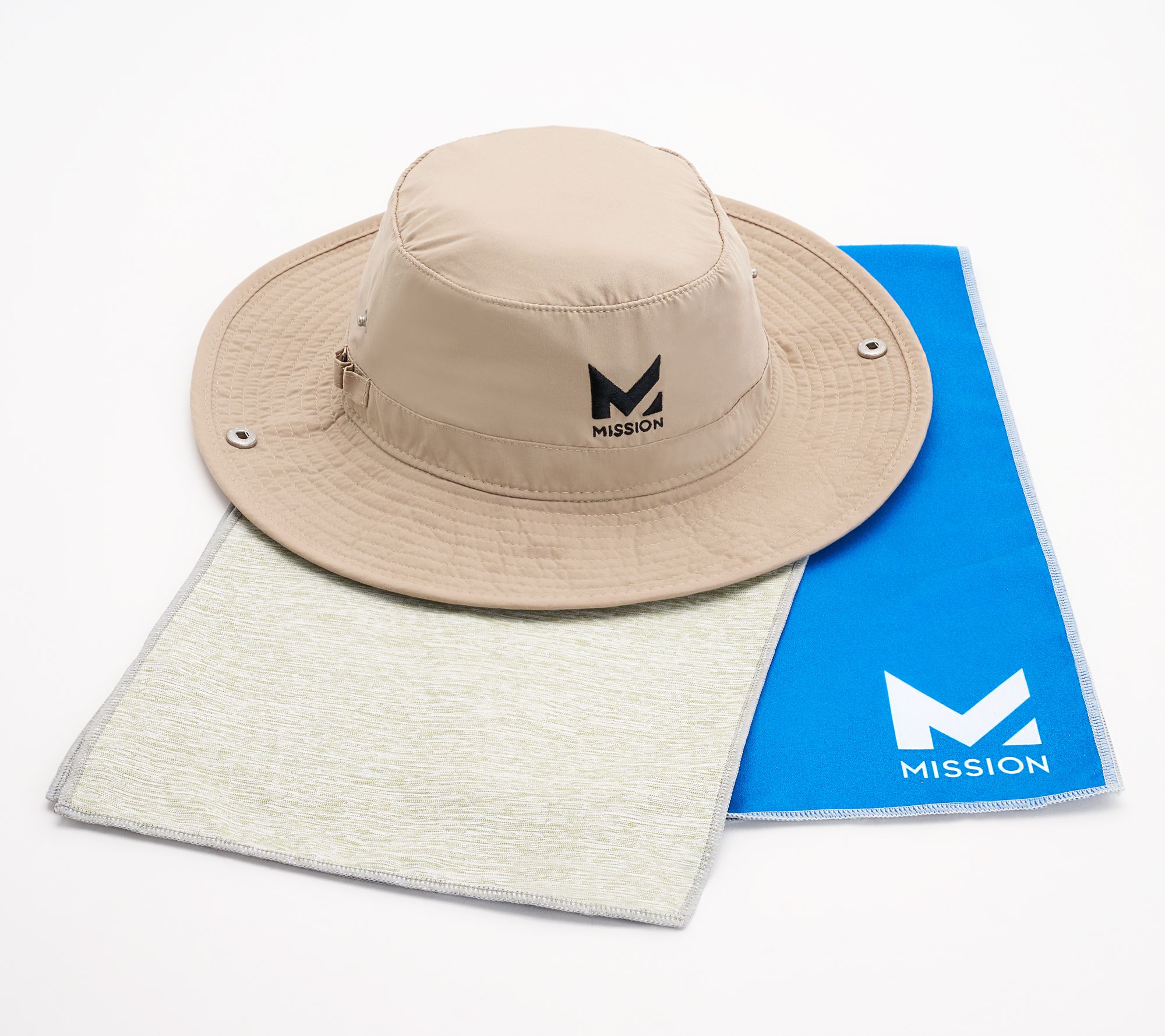 MISSION Cooling Bucket Unisex Hat w UPF 50 & 2 Cooling Towels