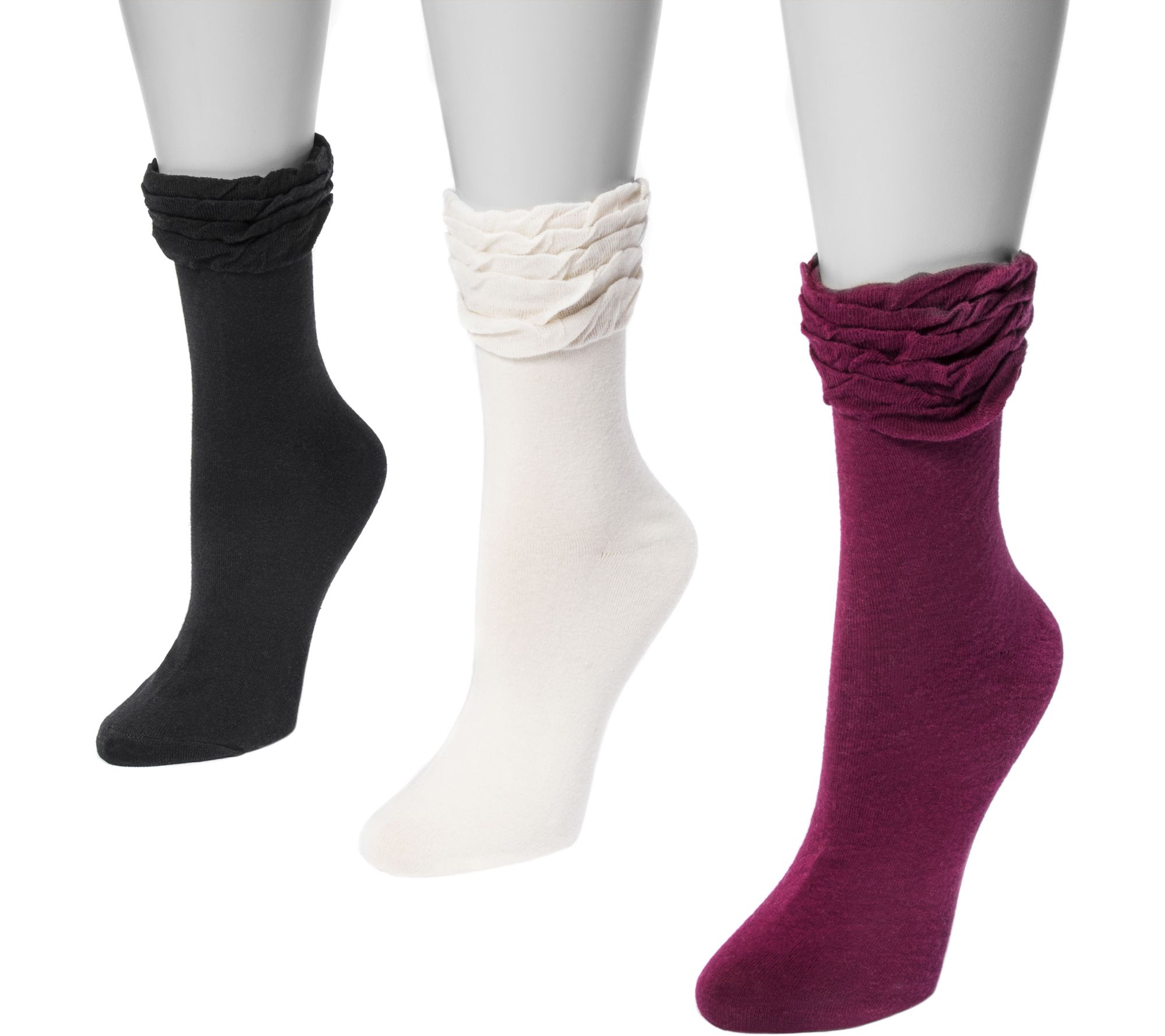 MUK LUKS Women's ThreePair Pack Ruffle Boot Socks —