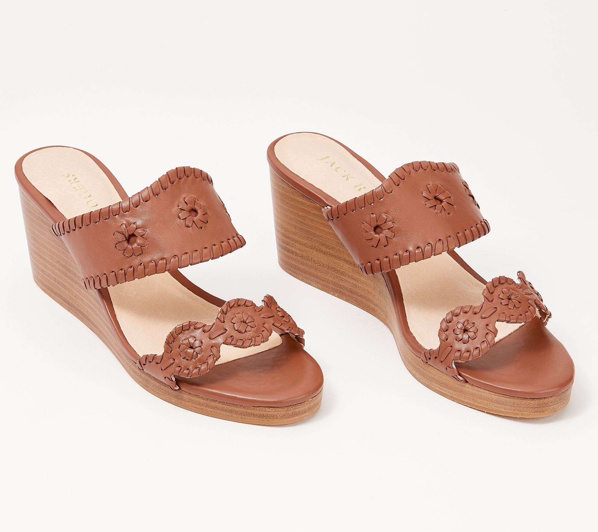 As Is Jack Rogers Leather Wedge Sandals - Caroline