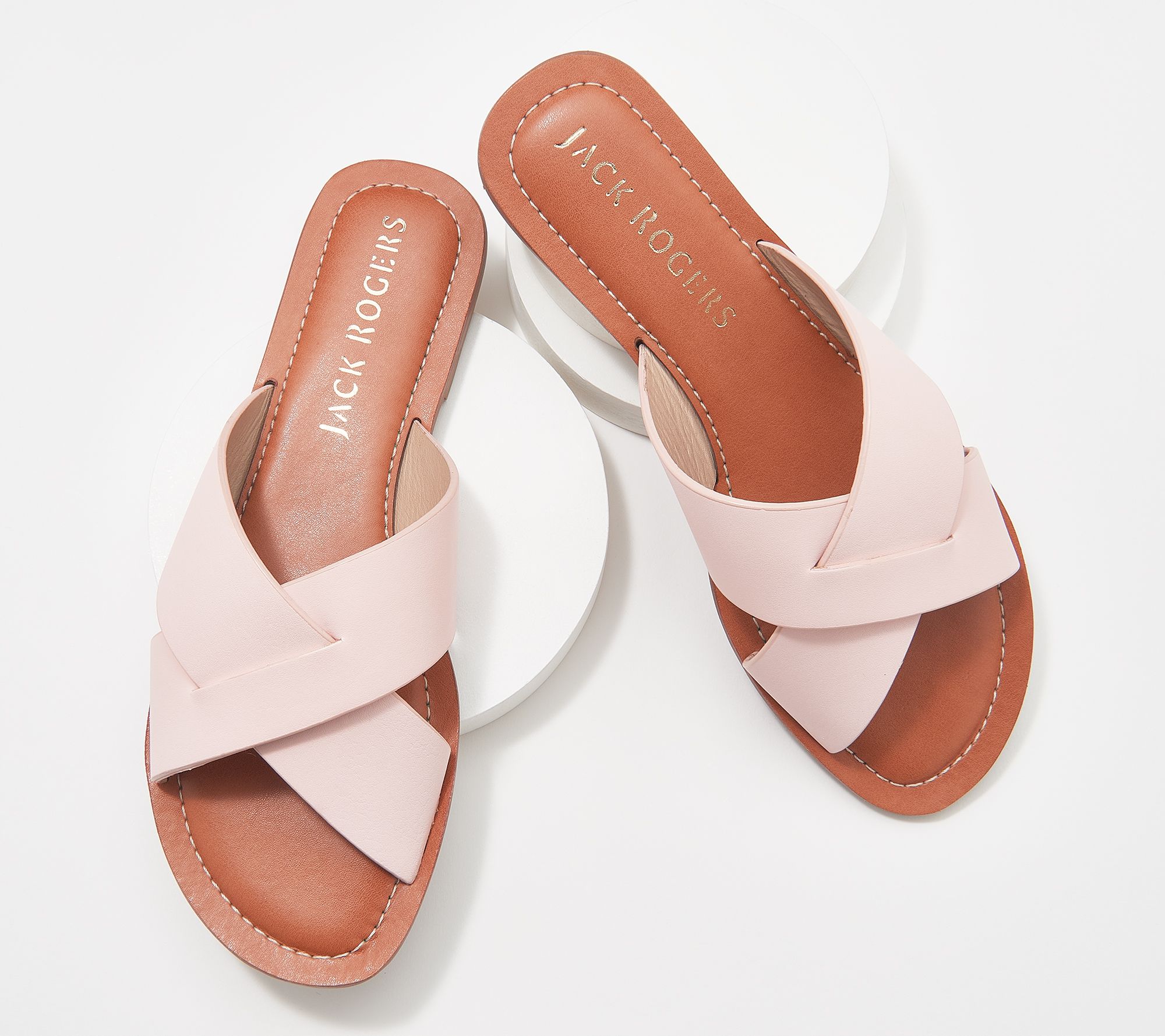 As IsJack Rogers Leather Slotted X-Band Slide Sandals Sloane