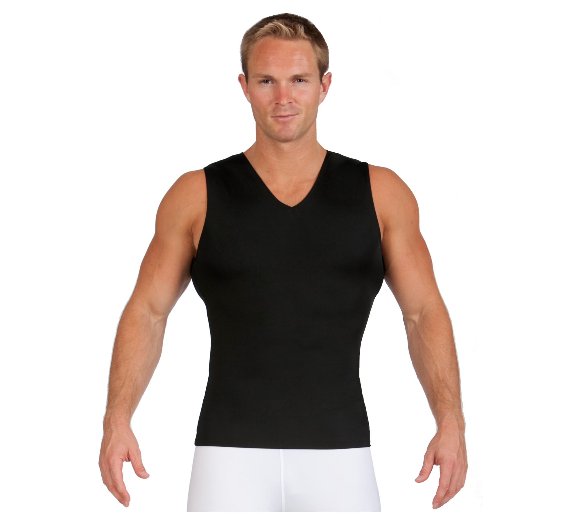 InstantFigure Men's Compression Sleeveless V-Ne ck Tank