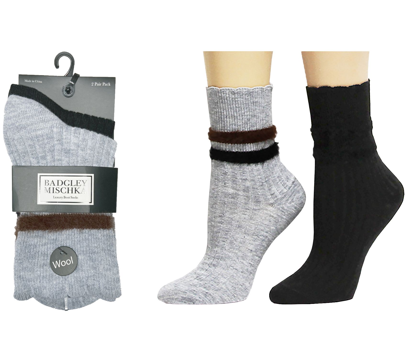 Badgley Mischka Ultra Soft Wool Blend Socks W/ Racer Stripe