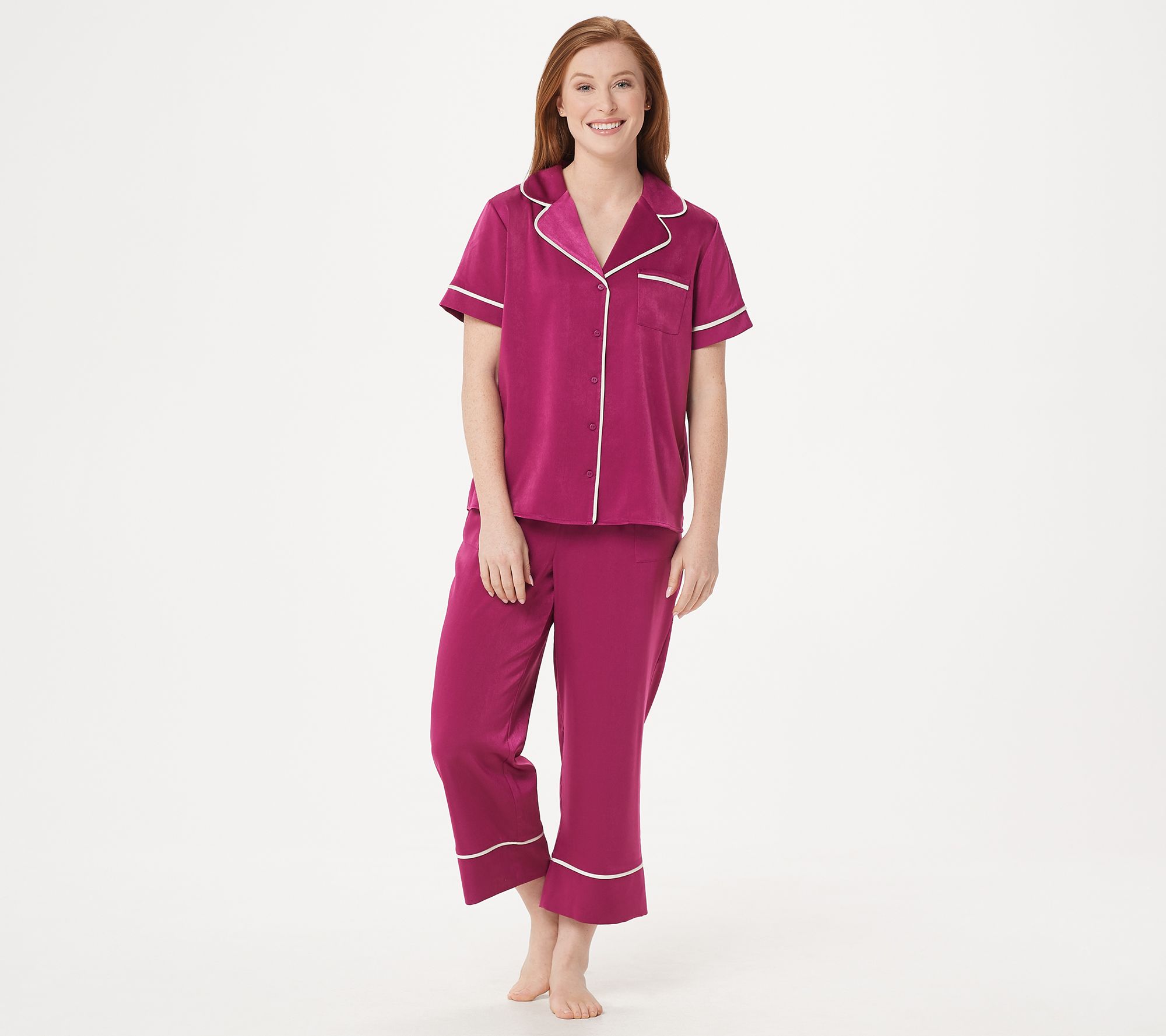 AnyBody Loungewear Piped Satin Pajama Top or Pants —