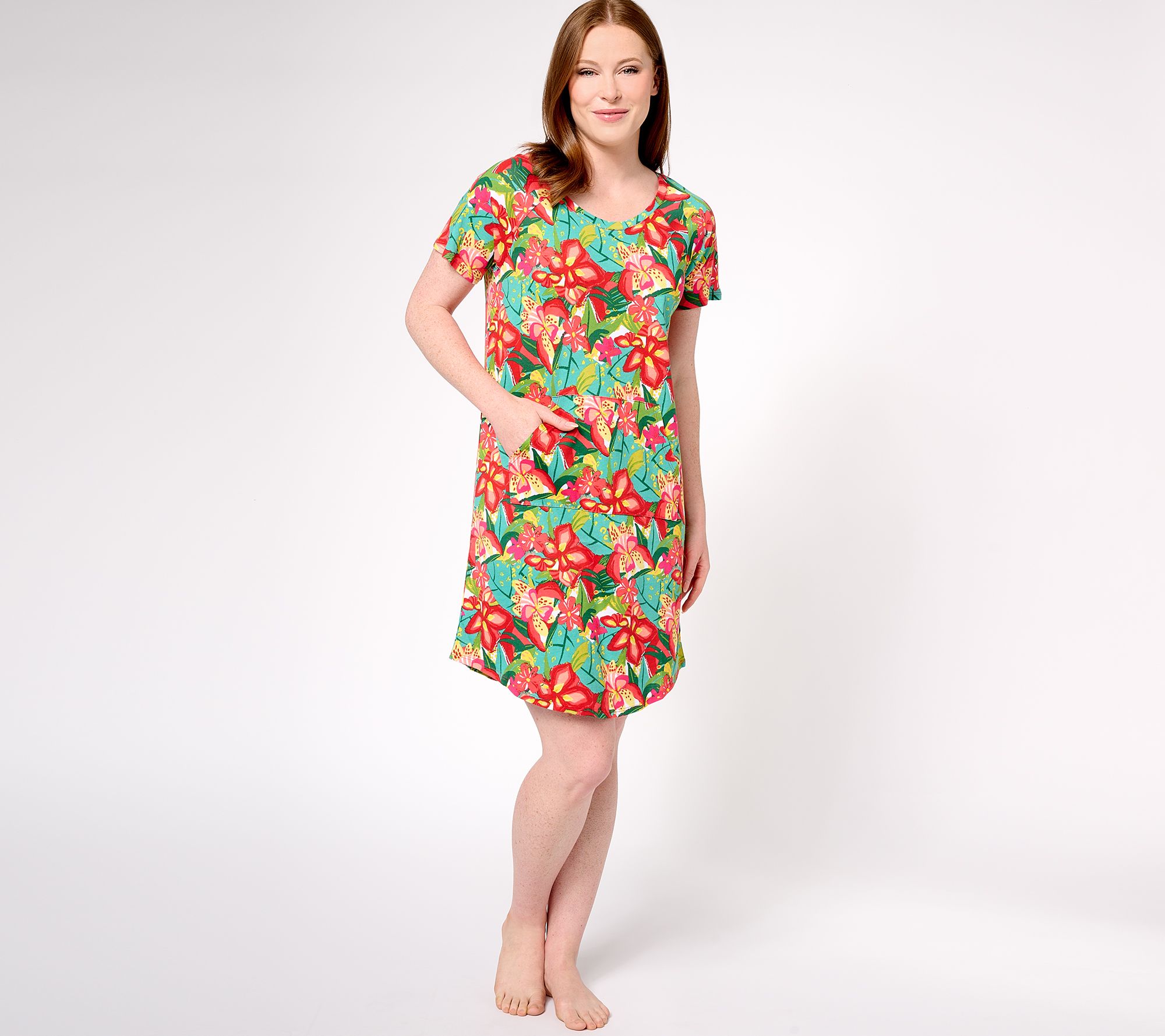 Stan Herman Cotton Rayon Short Sleeve Lounge Dress