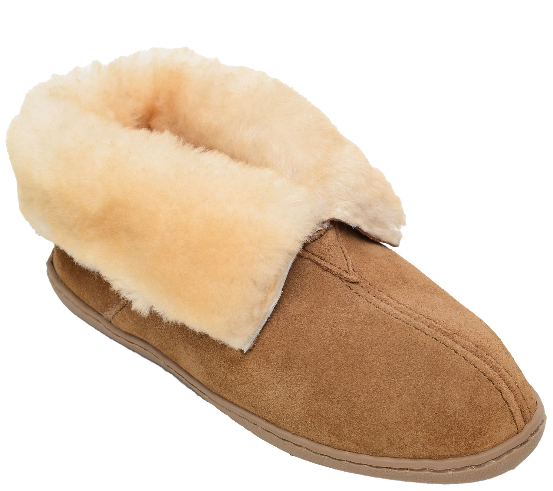 Minnetonka Women's Sheepskin Pull-On Tan AnkleBoot Slippers - QVC.com