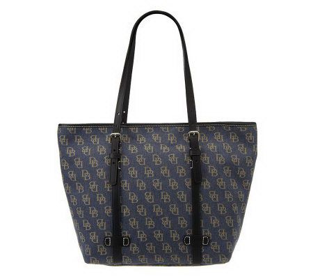 Dooney & Bourke Signature Print Denim Double Handle Tote Bag — QVC.com