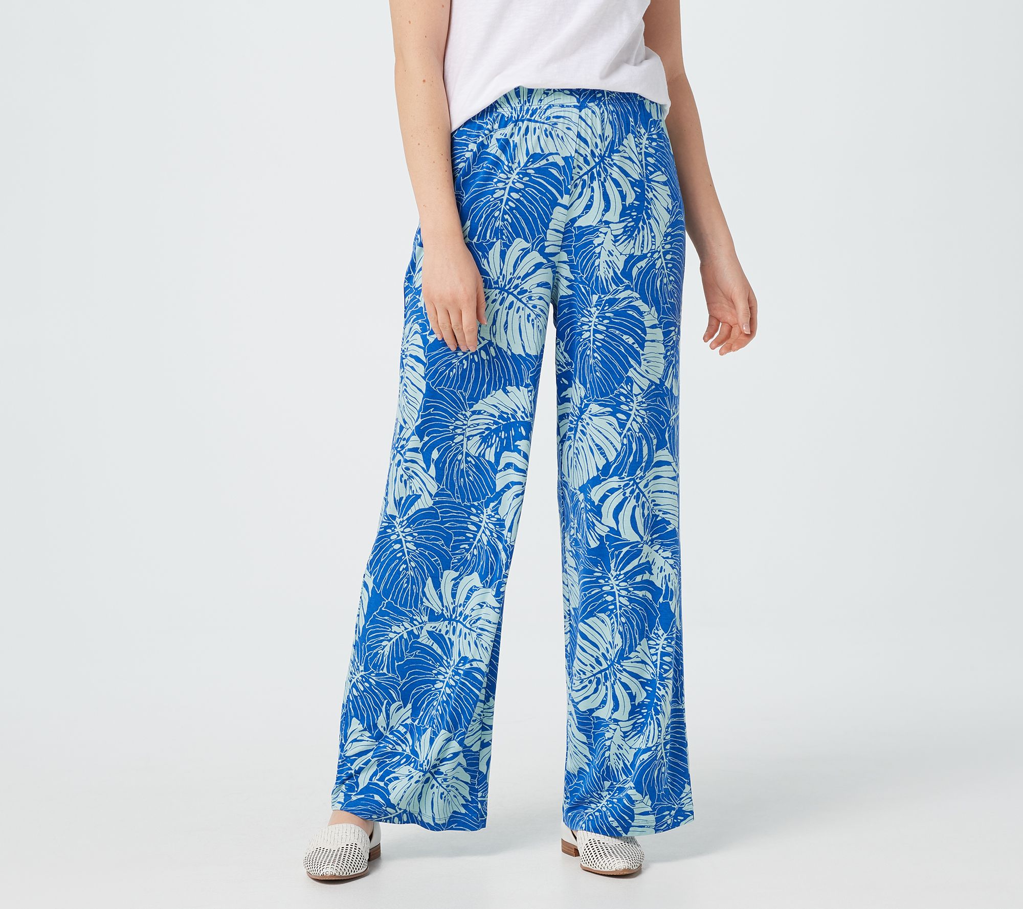 Belle by Kim Gravel Palm Print Beach Pant
