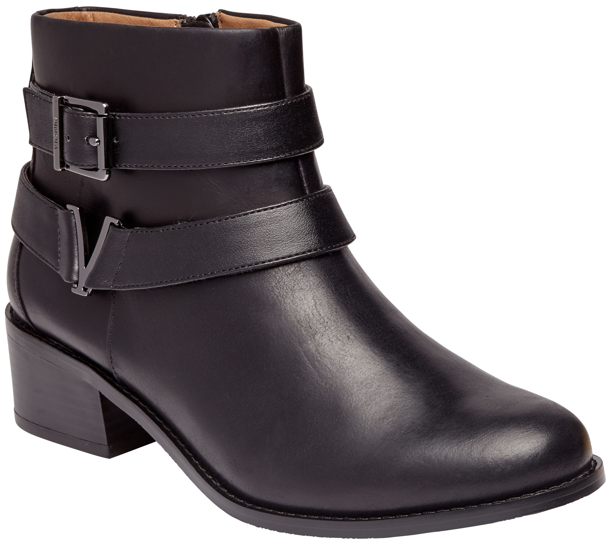 vionic black leather ankle boots