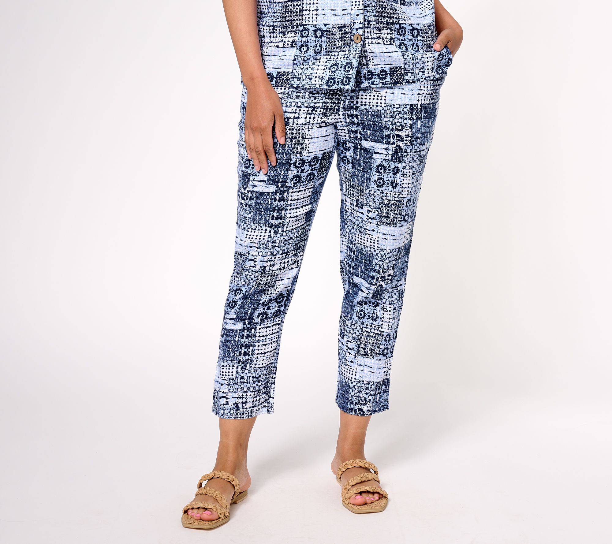 Joan Rivers Petite Linen Resort Ankle Pant