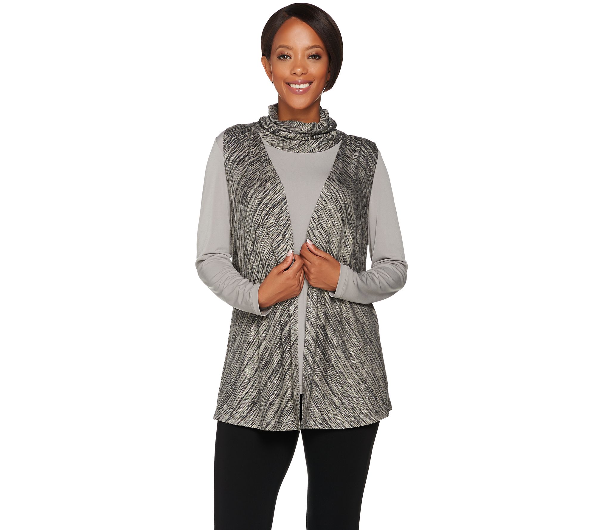 Susan Graver Sweater Knit Vest with Liquid Knit Tunic Set Page 1