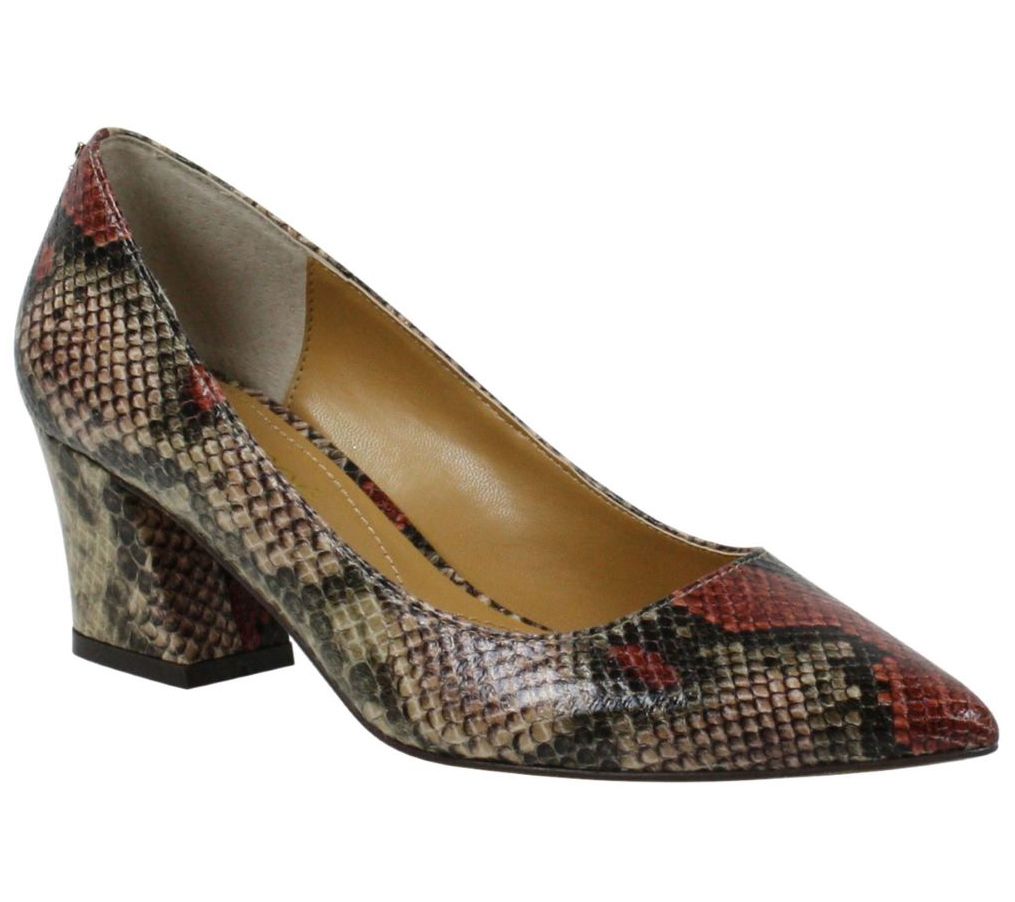 leather block heel pumps