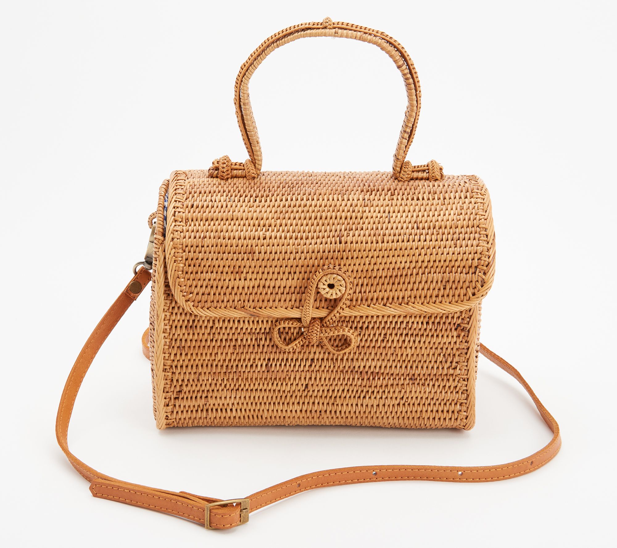 POPPY + SAGE Rattan Crossbody with Top Handle - Alice