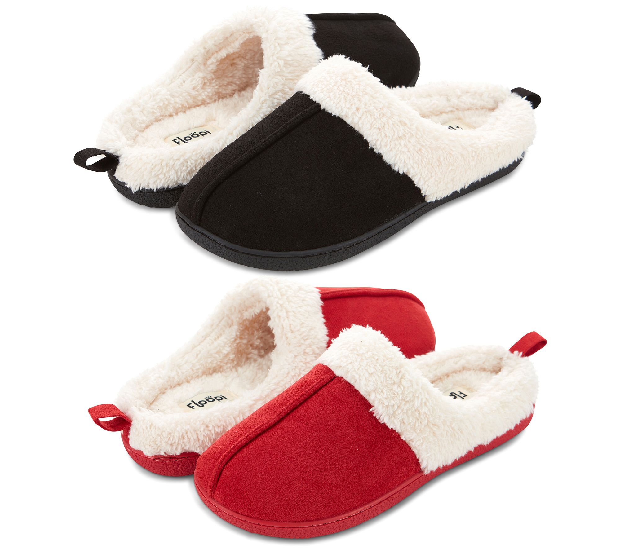 Floopi Women's Faux Suede Clog Slippers - 2 Pac