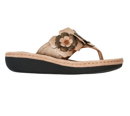 clarks limited edition leather soft footbed flower embroidered sandals