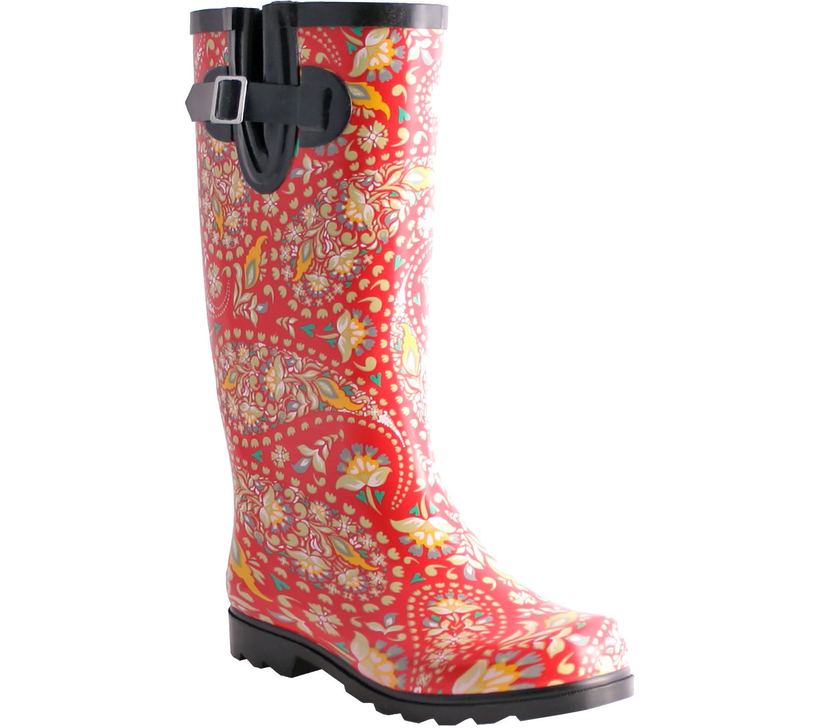 Nomad Rubber Red & Yellow Paisley Rain Boots - uddles