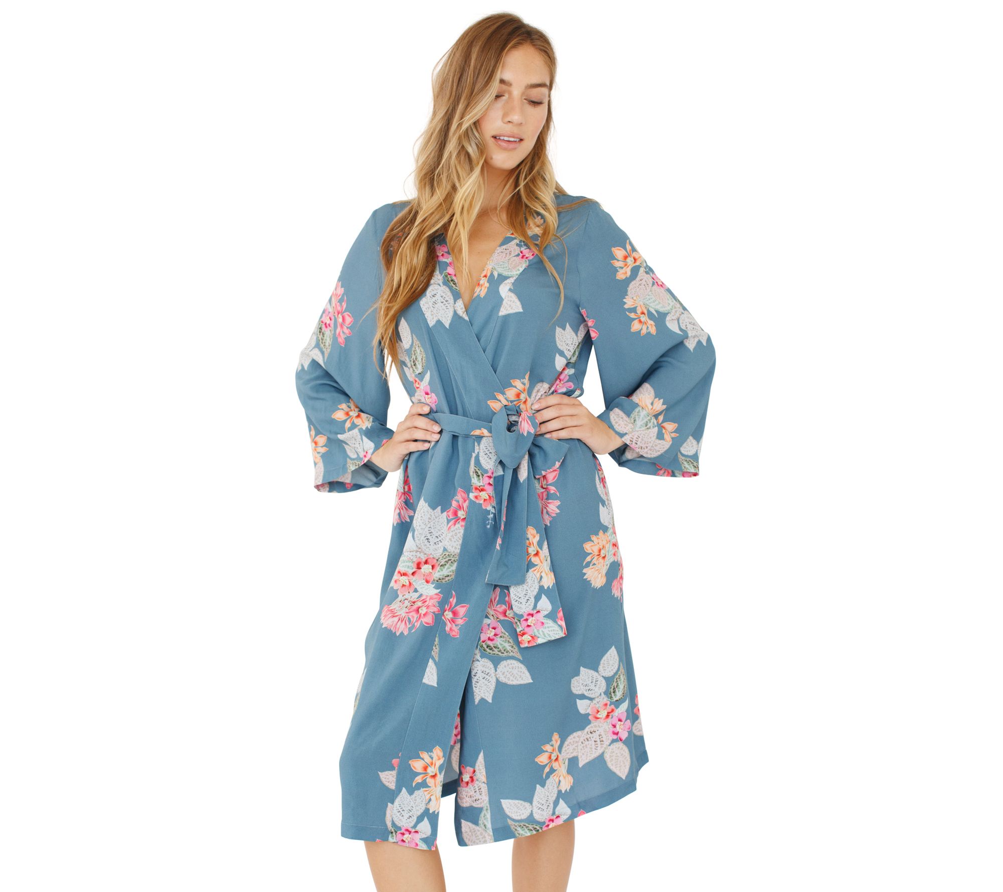 Plum Pretty Sugar Long-Sleeve Midi Robe - QVC.com