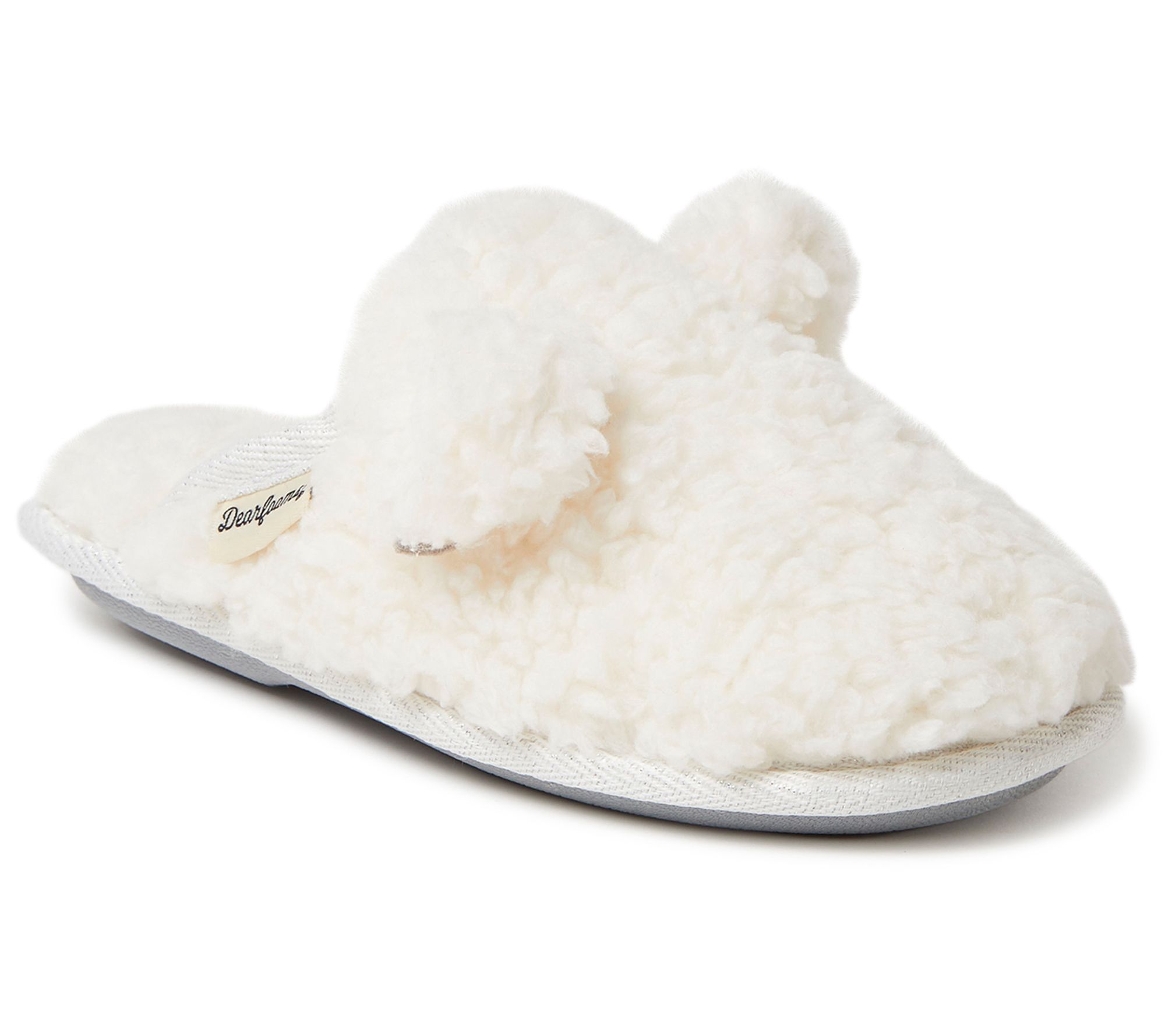 Dearfoams Kids Sherpa Teddy Scuff Slippers withEars - QVC.com