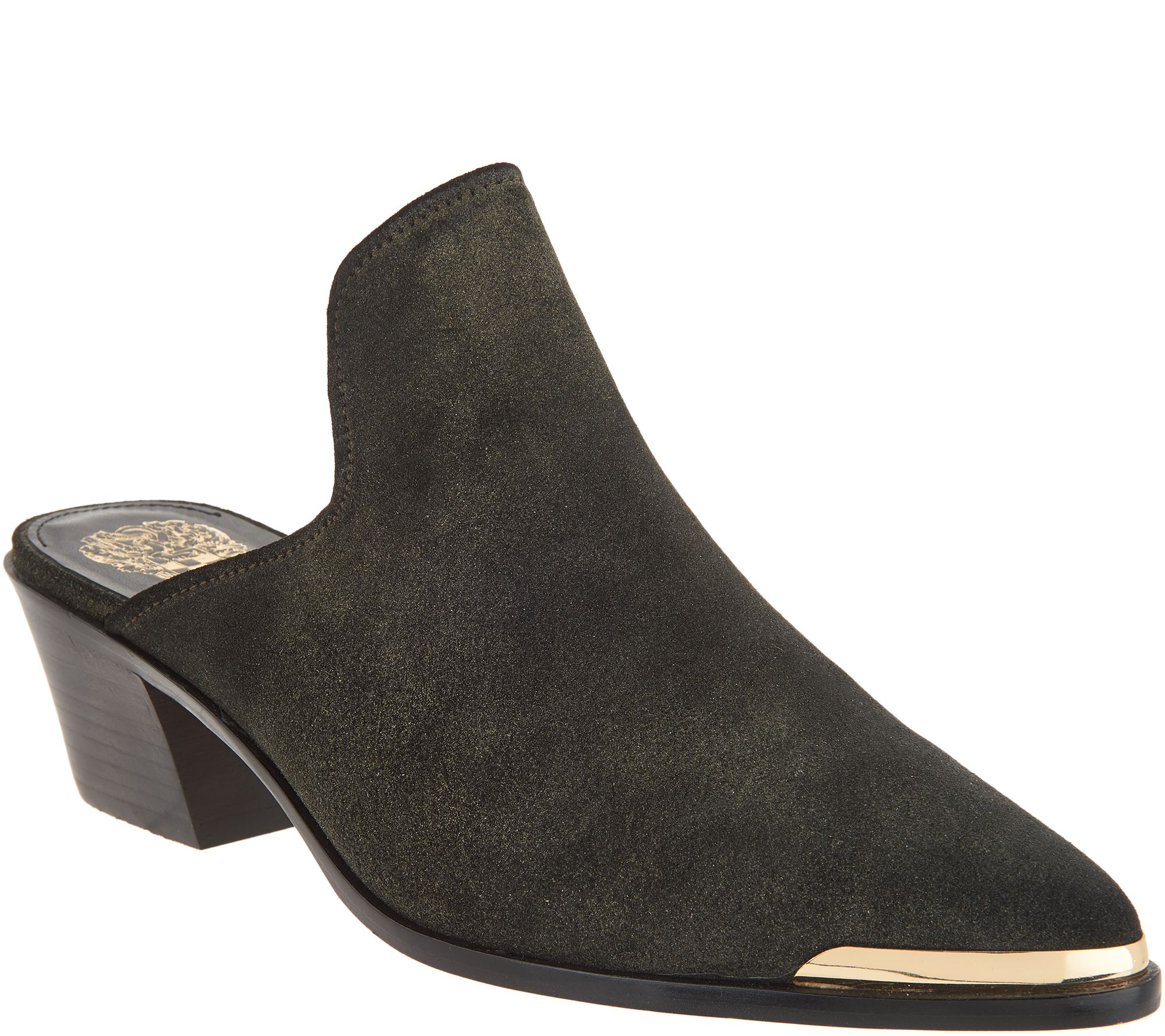 leather slip on mules