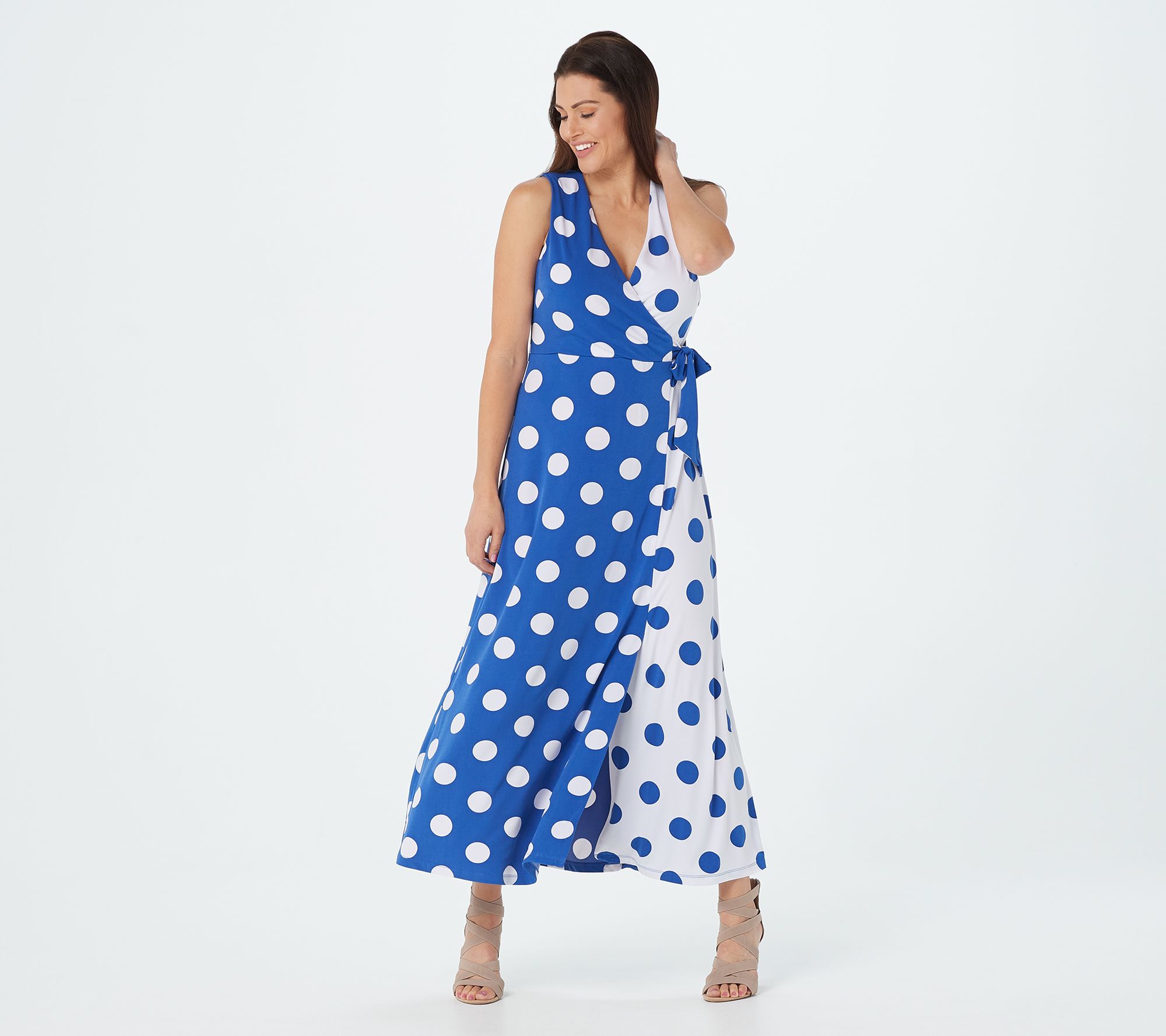 As Is Susan Graver Regular Printed LiquidKnitWrap Maxi Dress