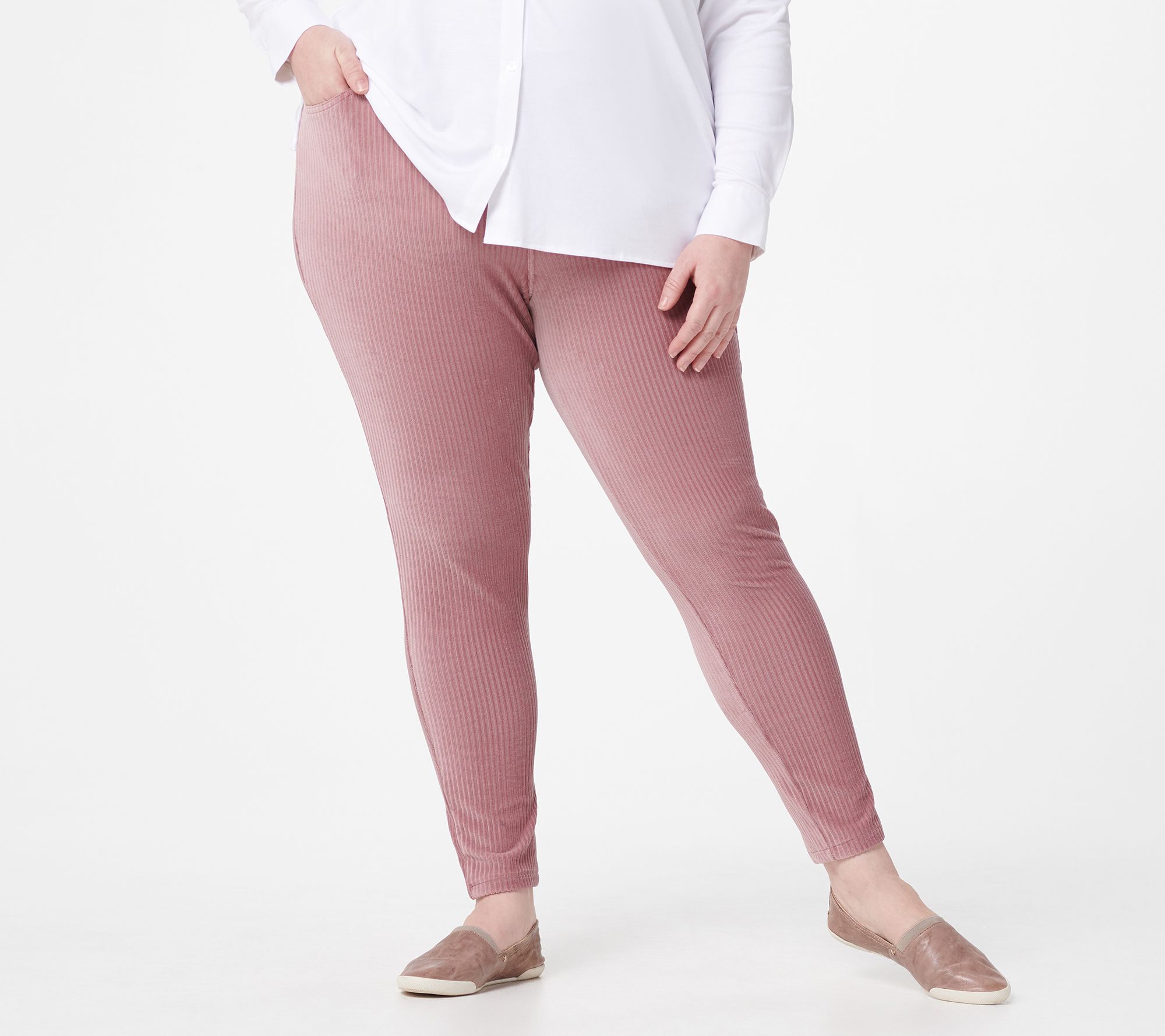 Denim & Co. Pullon Stretch Knit Cord Leggings Page 1 —