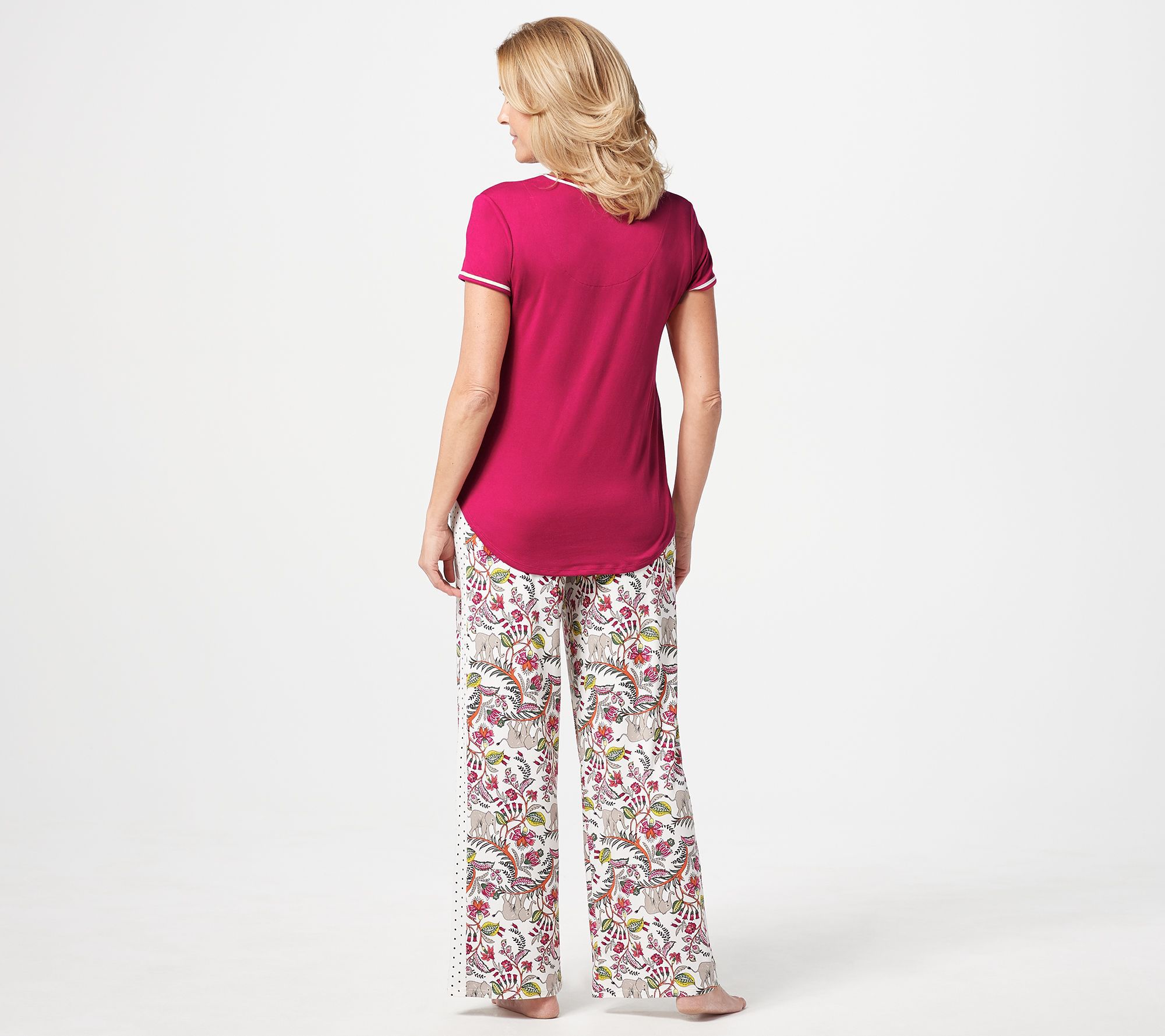Cuddl Duds Cool & Airy Jersey Color Block Print Pajama Set —