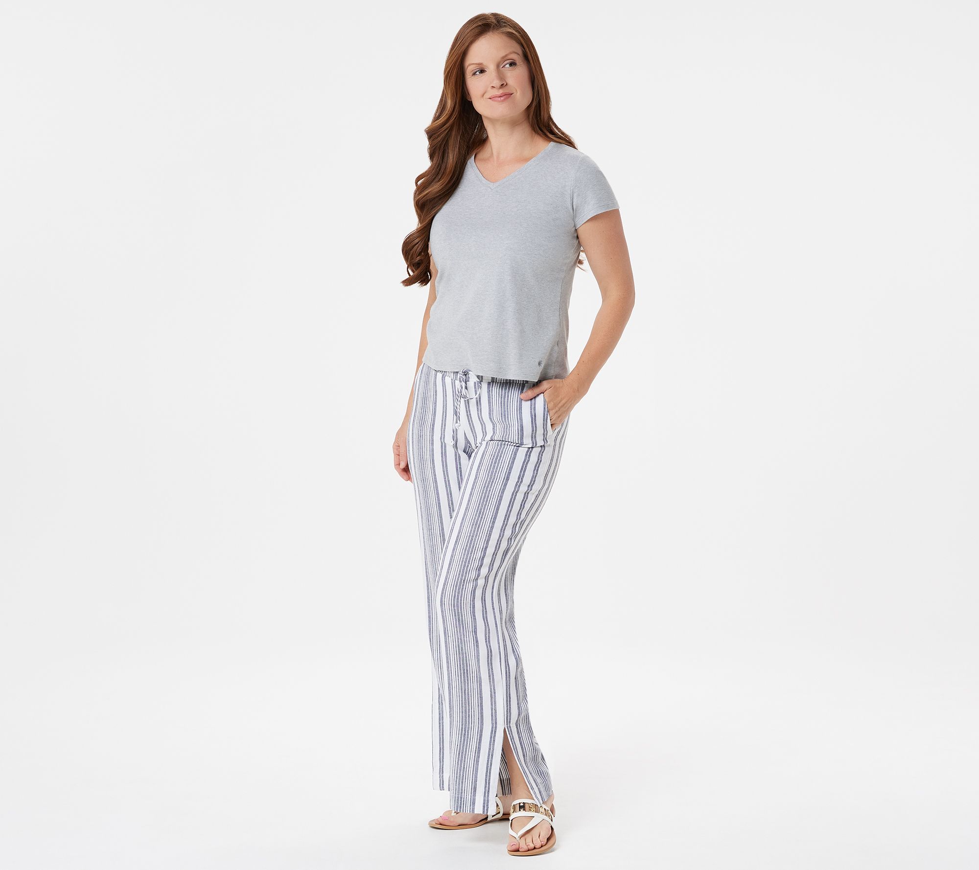 striped pull on pants