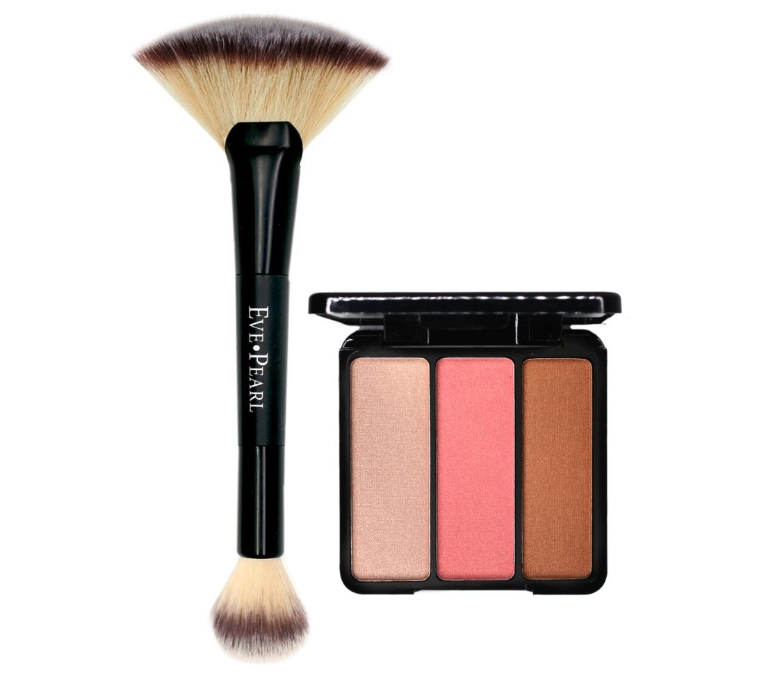 EVE PEARL Blush/Bronzer Trio and 204 Fan Highlighter Brush - QVC.com