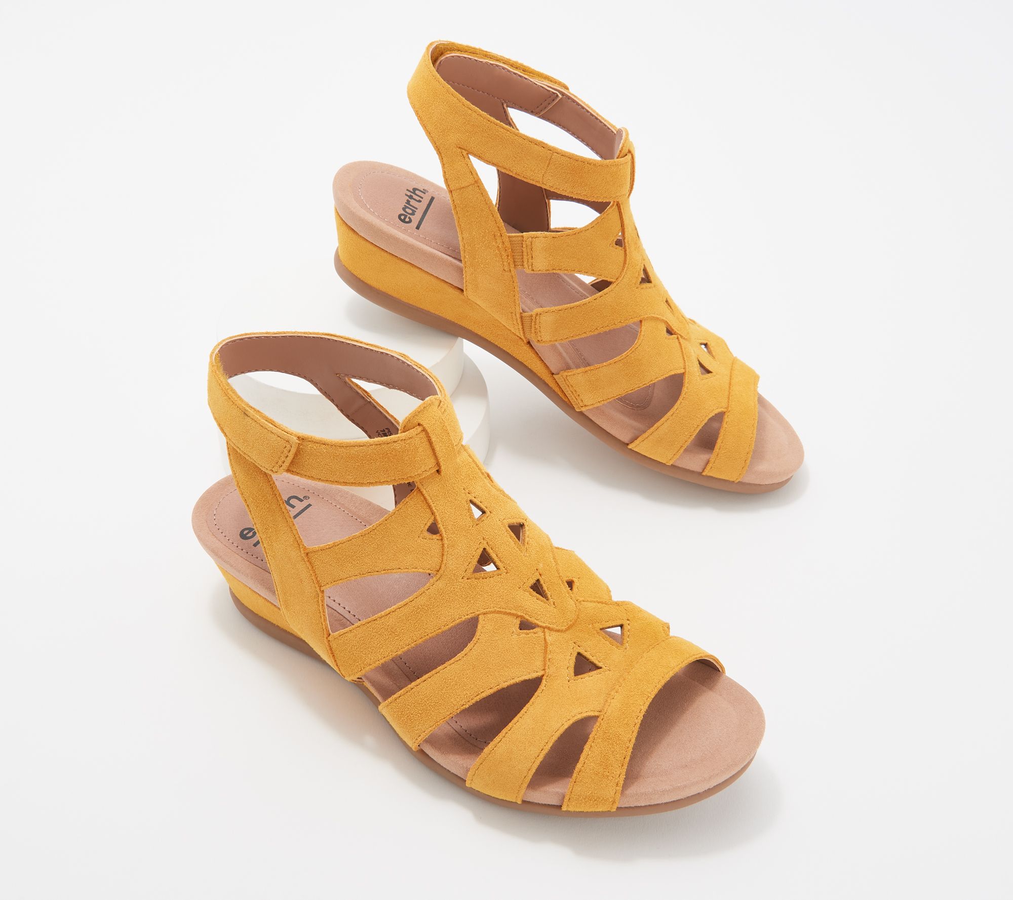 earth leather wedge sandals