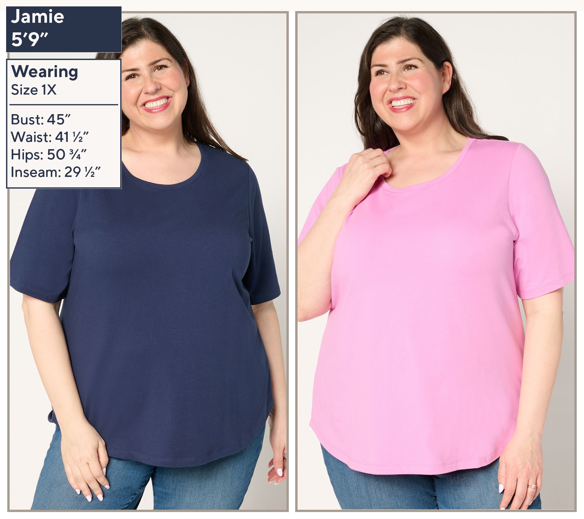 Denim & Co. Essentials Set of Two Elbow Sleeve Knit Tops Page 1 —