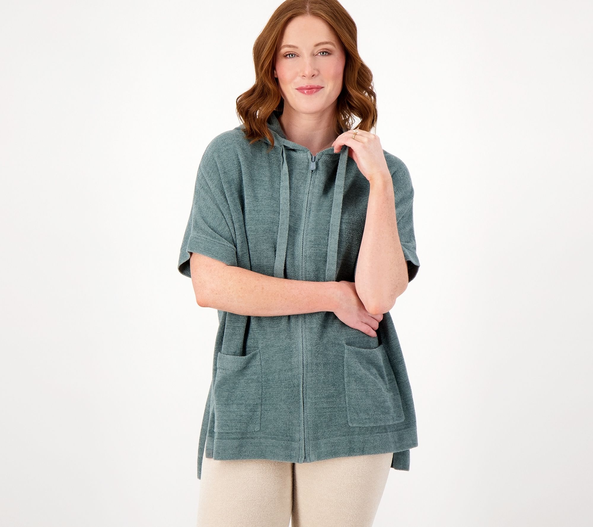 Barefoot Dreams CozyChic Ultra Lite Short Sleeve Zip Up