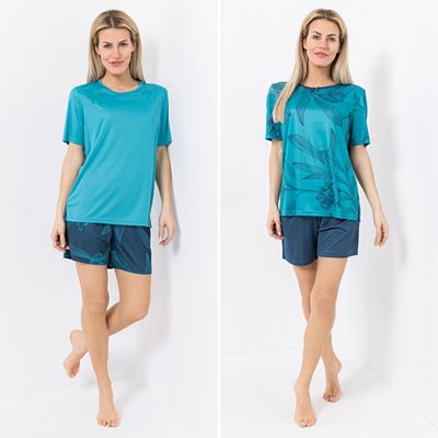 LITTLE ROSE 2 Pyjama-Sets Mikrofaser, bedruckt Shirt, 1/2-Arm Shorty