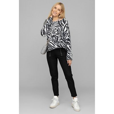 VIA MILANO Hose, 1/1-Länge elastisch Zierreissverschlüsse schmales Bein