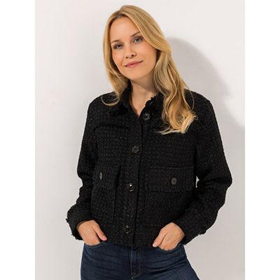 BASLER® Jacke, 1/1-Arm Hemdkragen Glitzergarn gefüttert