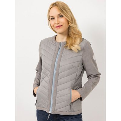 CENTIGRADE Steppjacke Materialmix 2-Wege-Zipper Rundhalsausschnitt