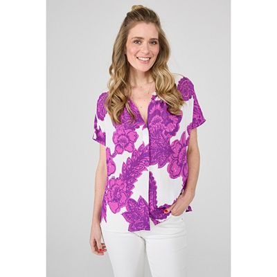 Thumbnail - LIEBLINGSSTÜCK® Bluse, 1/2-Arm Rundhalsausschnitt mit Stehkragen Allover-Druck