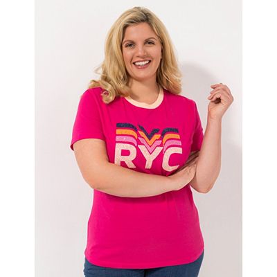 ROCK YOUR CURVES by Angelina K. Shirt, 1/2-Arm Rundhalsausschnitt Pailettenstickerei