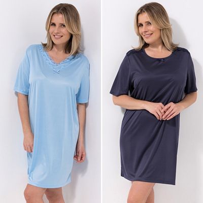 LITTLE ROSE 2 Bigshirts Mikrofaser Ausschnittvariationen Spitzendetails