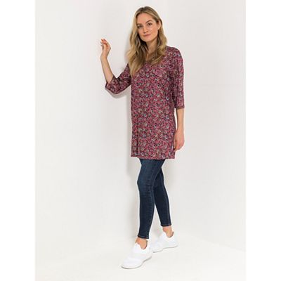 Thumbnail - IN-PRINT Shirt, 3/4-Arm V-Ausschnitt Seitenschlitze leger weit