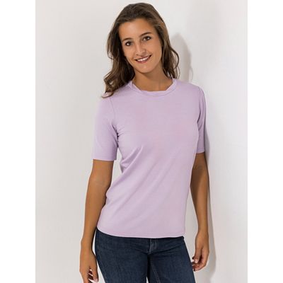 VIA MILANO Shirt, 1/2-Arm Rundhalsausschnitt mit Zierblende figurumspielend