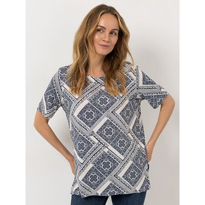 Thumbnail - IN-PRINT Shirt-1/2 Arm Rundhalsausschnitt Seitenschlitze Allover-Druck